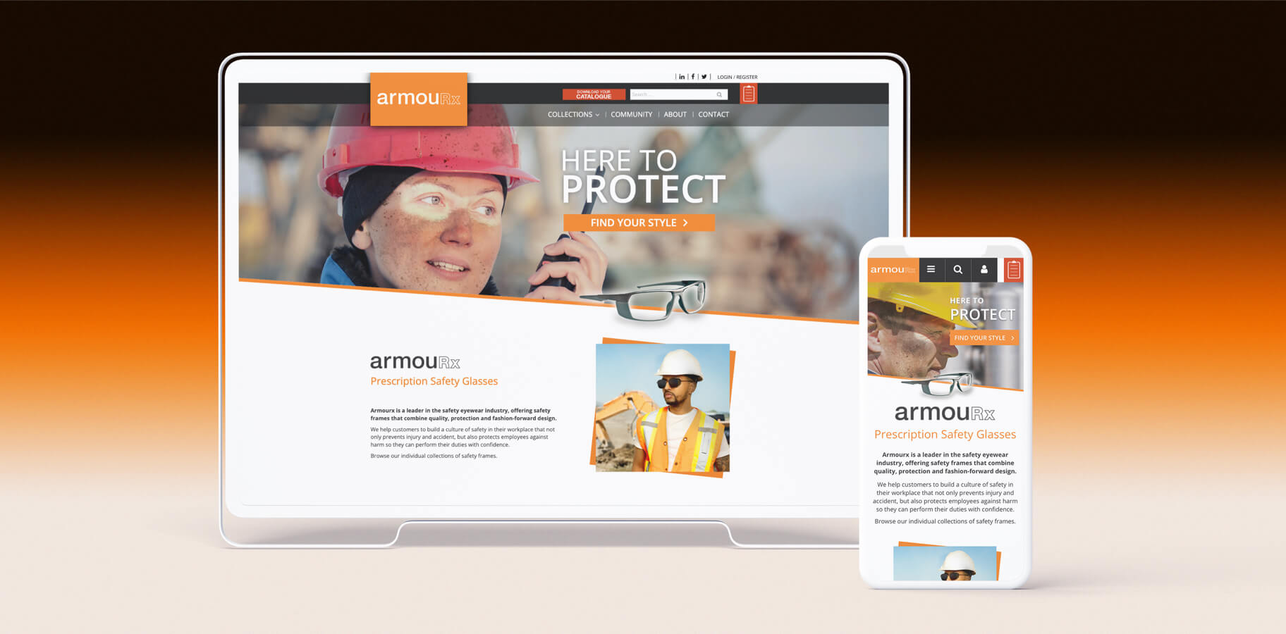 Website Elite Digital developed for ArmouRx on desktop and mobile.