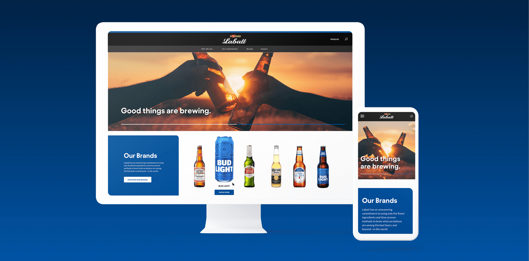 Website that Elite Digital created for Labatt on desktop and mobile.