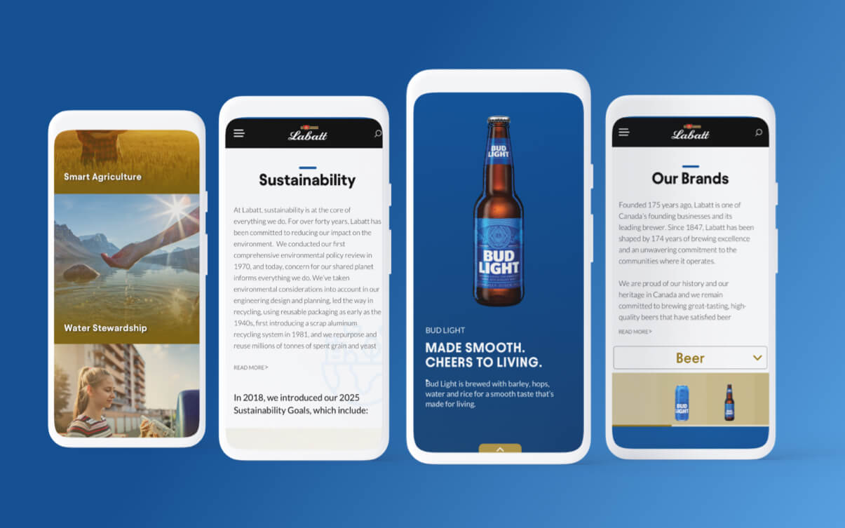 Website that Elite Digital created for Labatt on mobile.