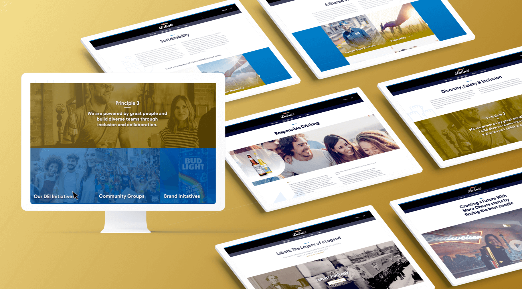 Pages in website that Elite Digital created for Labatt on desktop.