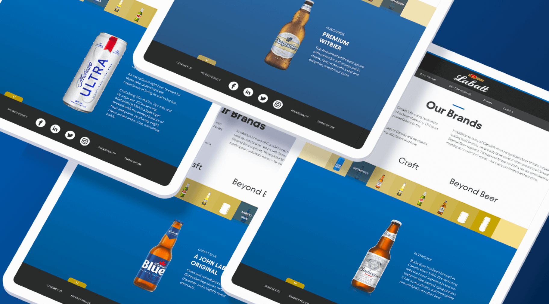 Pages in website that Elite Digital created for Labatt on desktop.