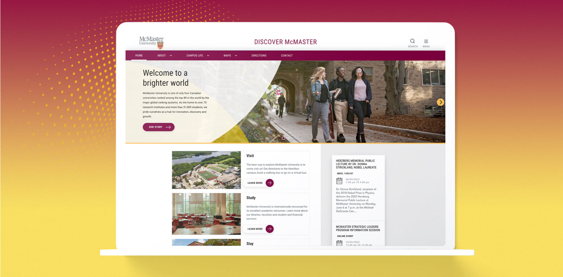 Discover McMaster website that was developed by Elite Digital on desktop