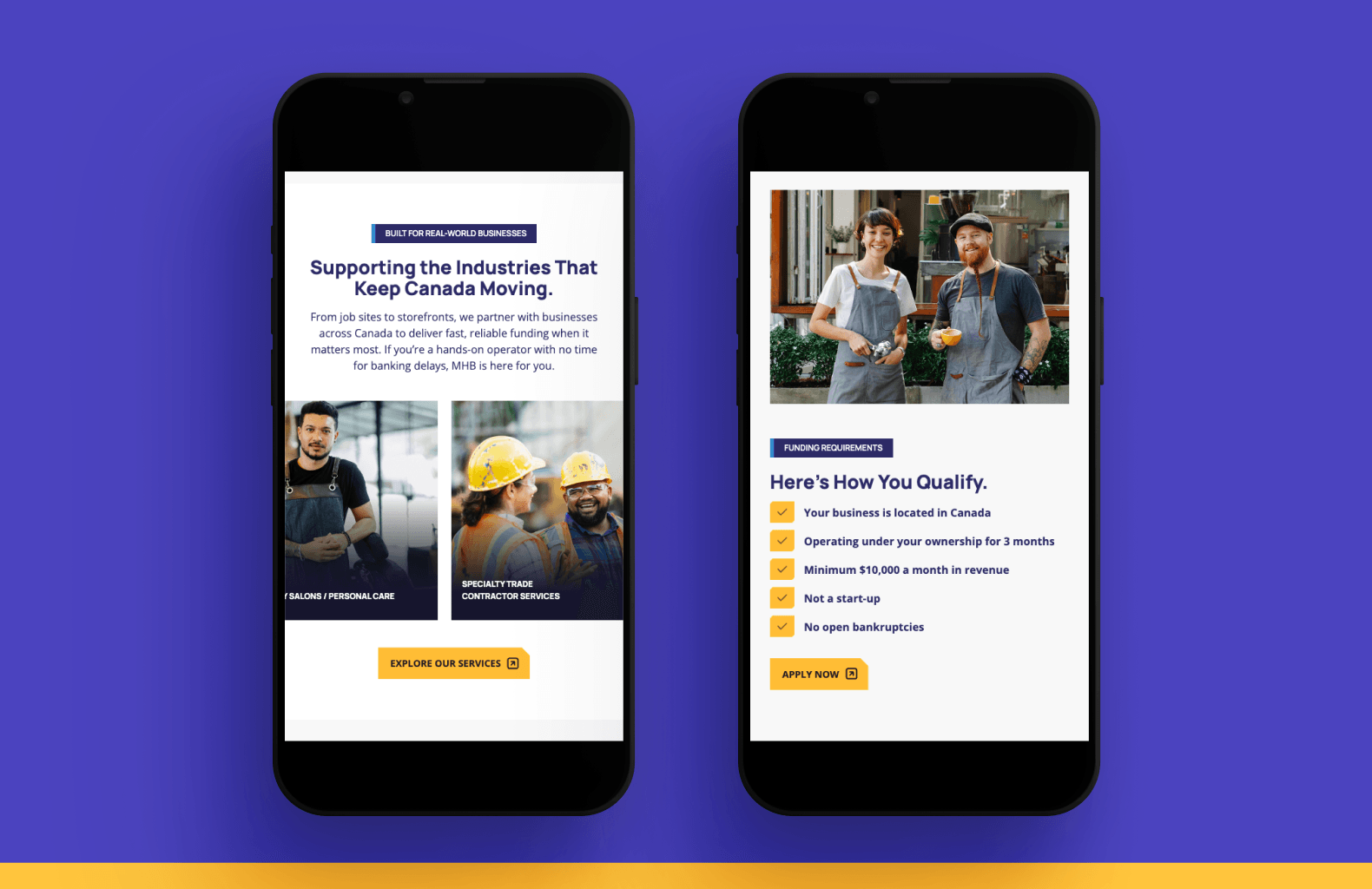 Responsive mobile website design for MHB Financial