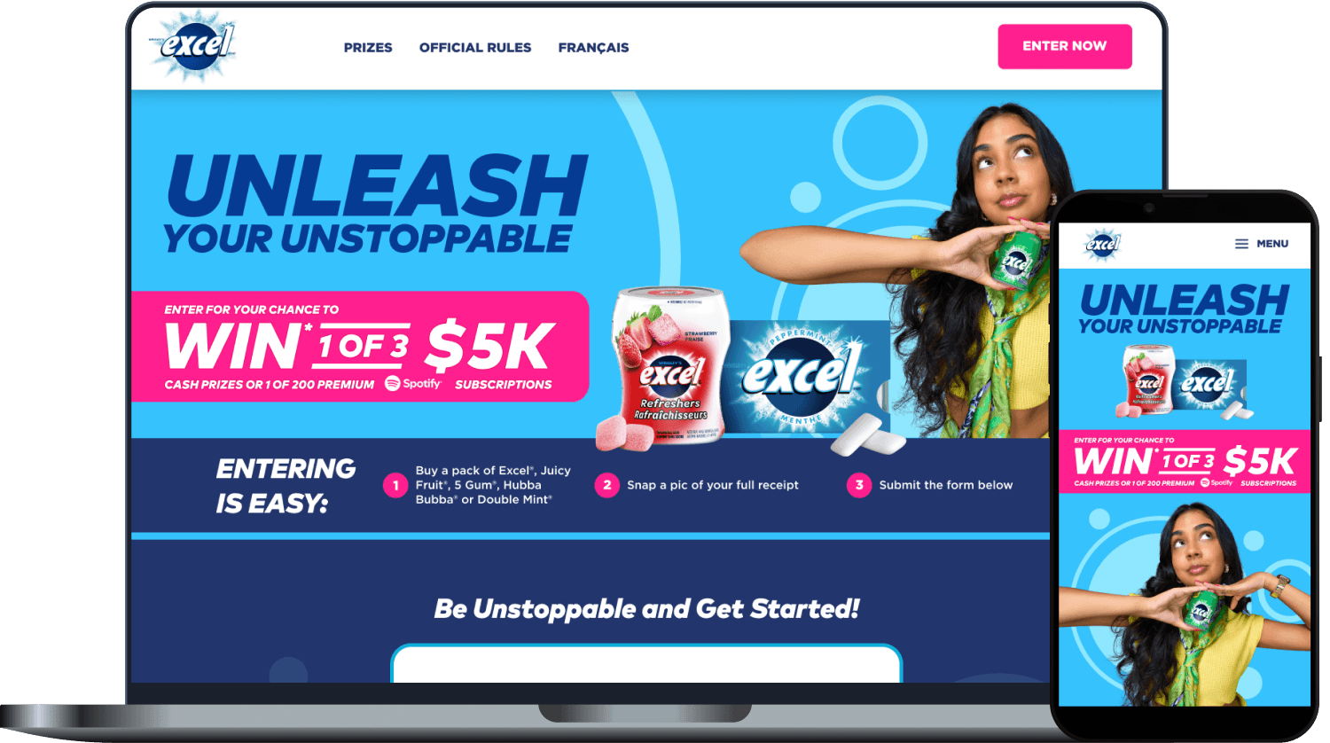 Laptop and mobile device displaying active Excel contest