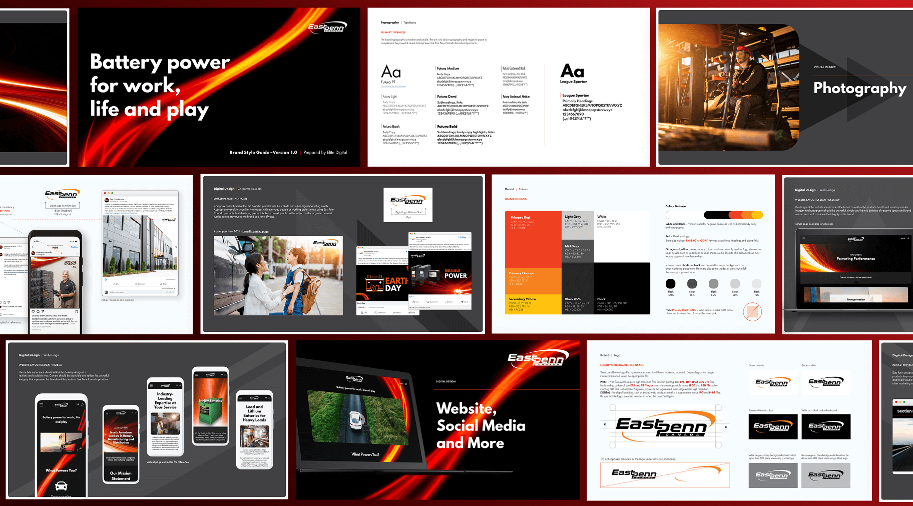 An overview of Elite Digital’s re-brand campaign for East Penn that included a new website, social media assets, YouTube campaign, brand guidelines and more.