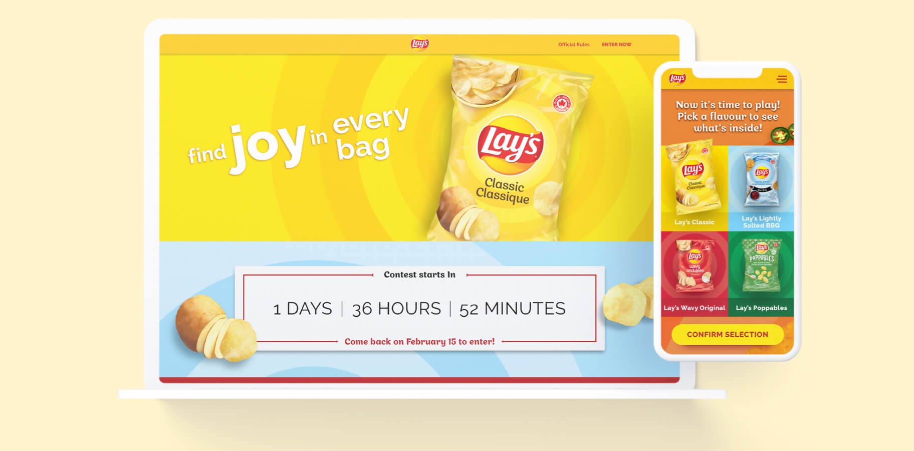 Lay’s gaming microsite on desktop and mobile.