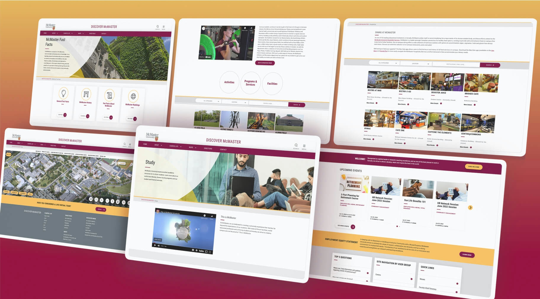 Pages of Discover McMaster website that was developed by Elite Digital