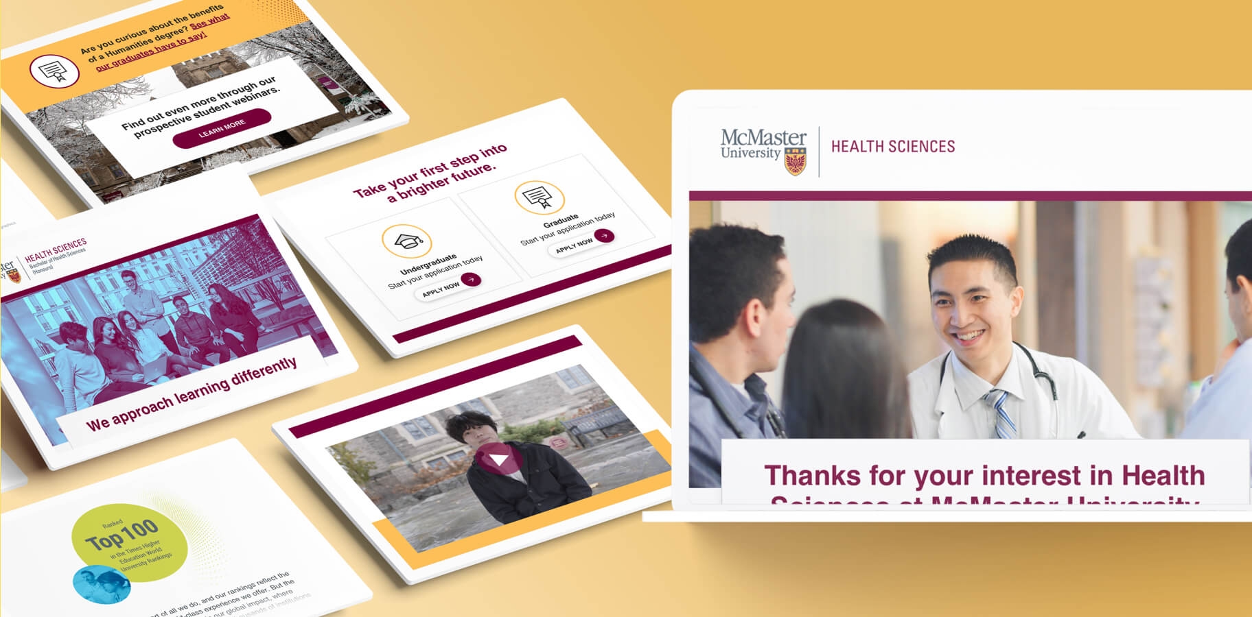 Content of email marketing Elite Digital developed for McMaster University on desktop.