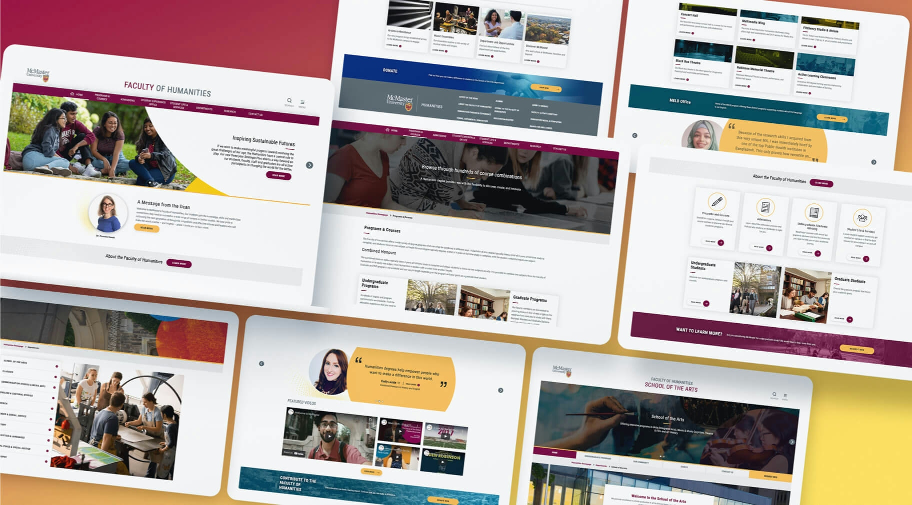 Pages of McMaster University’s website on desktop.