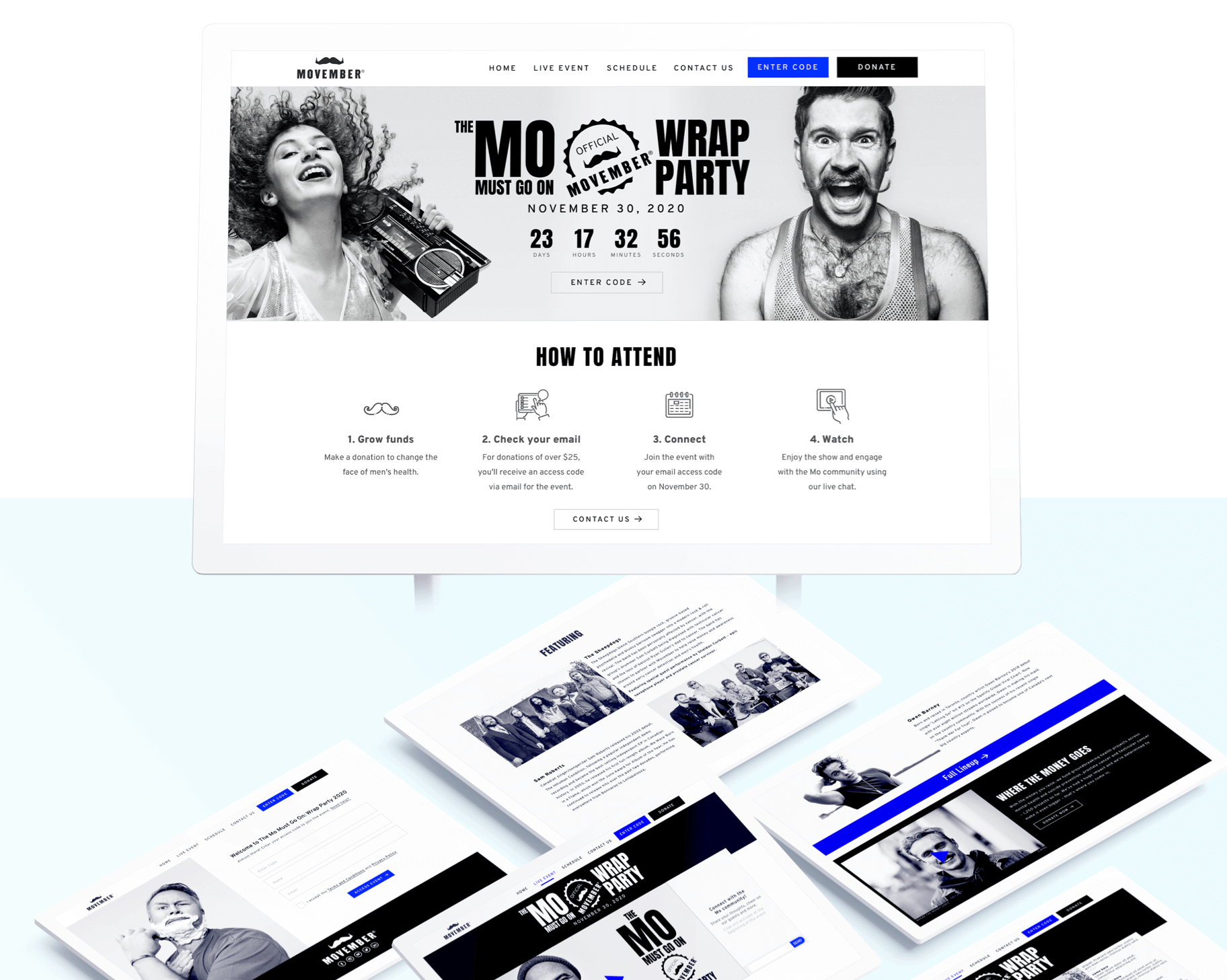 Website for Movember wrap party campaign that Elite Digital developed.