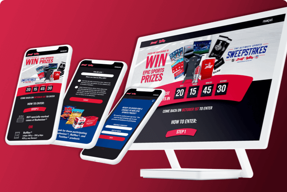 Contest marketing campaign for Budweiser and Ruffles in partnership with the NHL and NFL. Ultimate Sports Sweepstakes Microsite