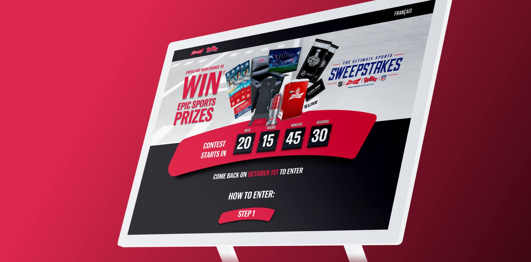 Contest marketing microsite on desktop for Budweiser and Ruffles that was developed by Elite Digital.