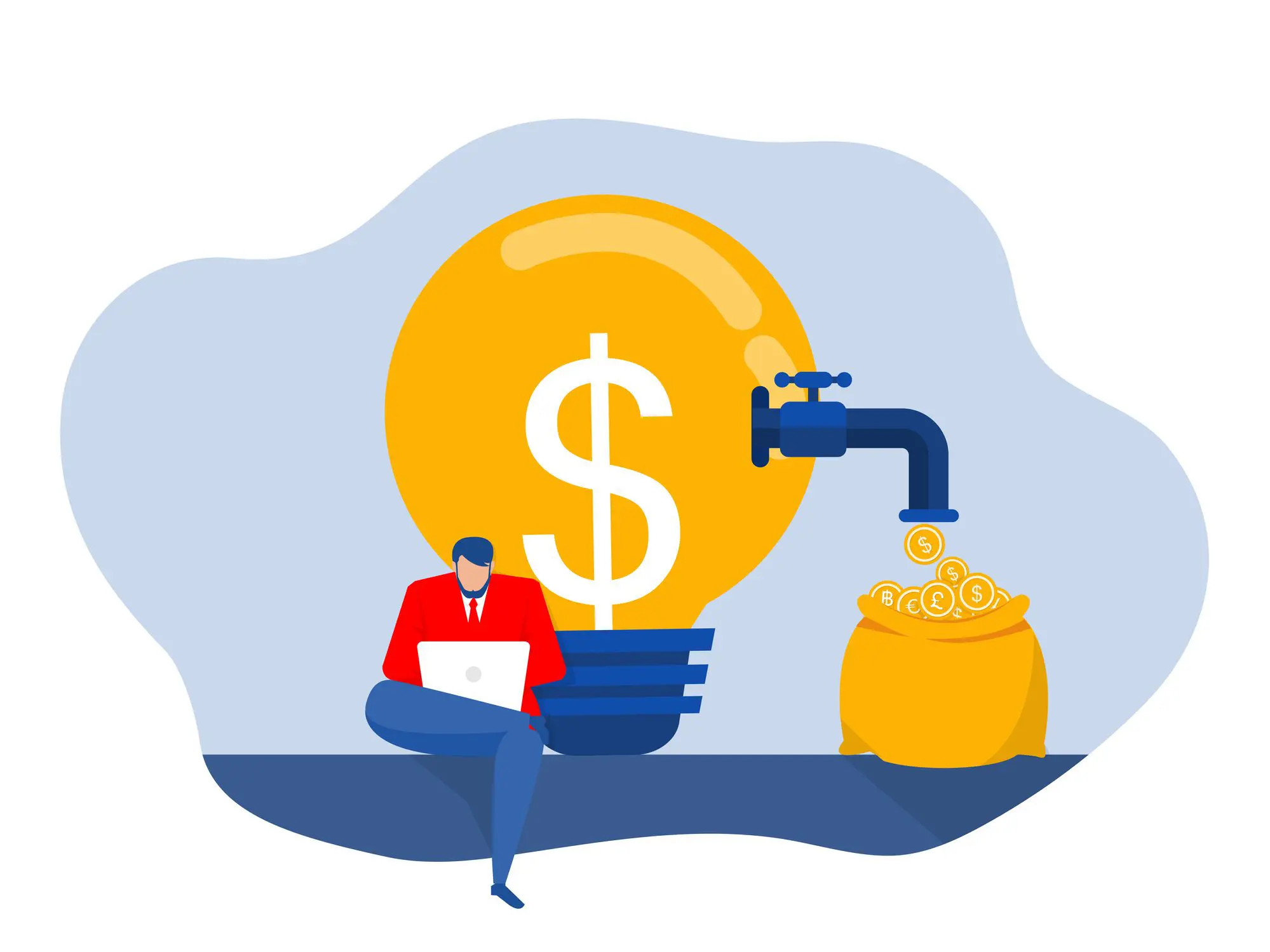 businessman making money through computer digital asset