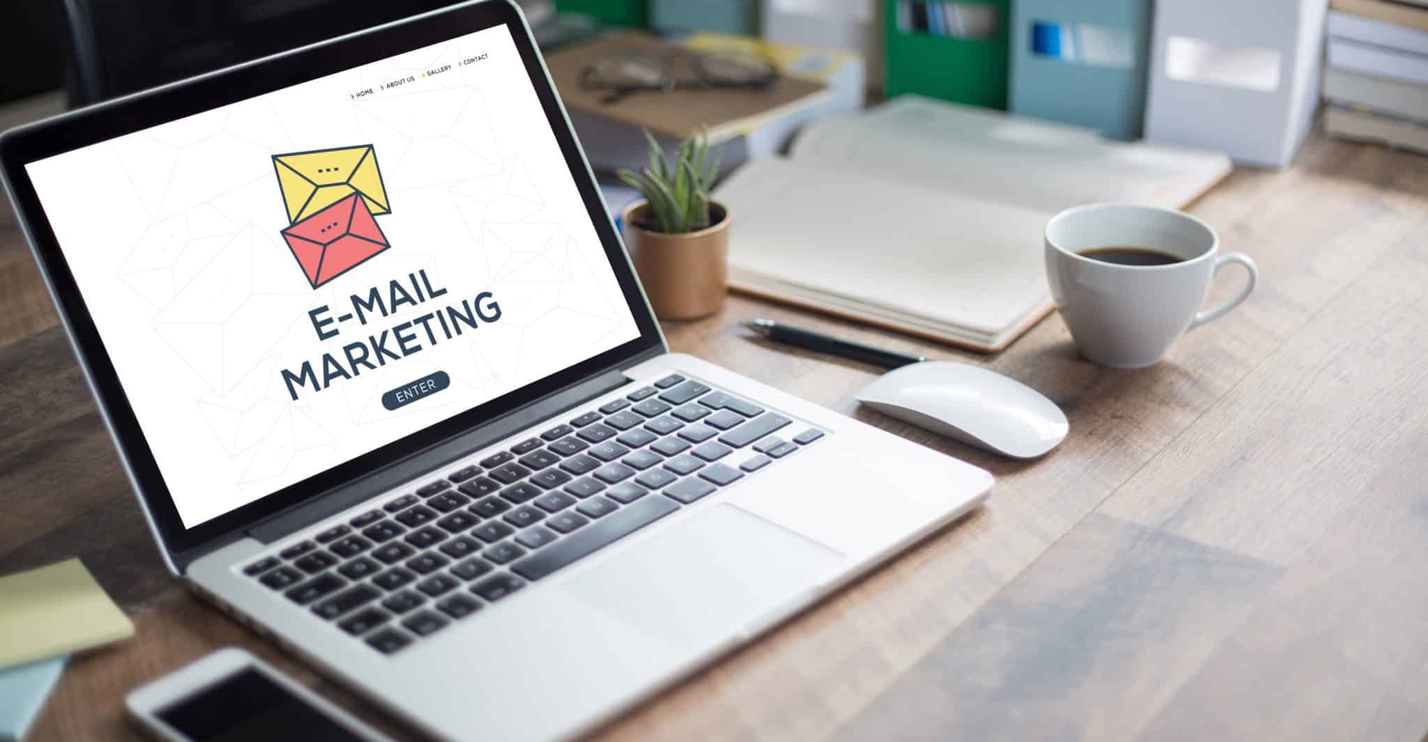 Email marketing on a laptop