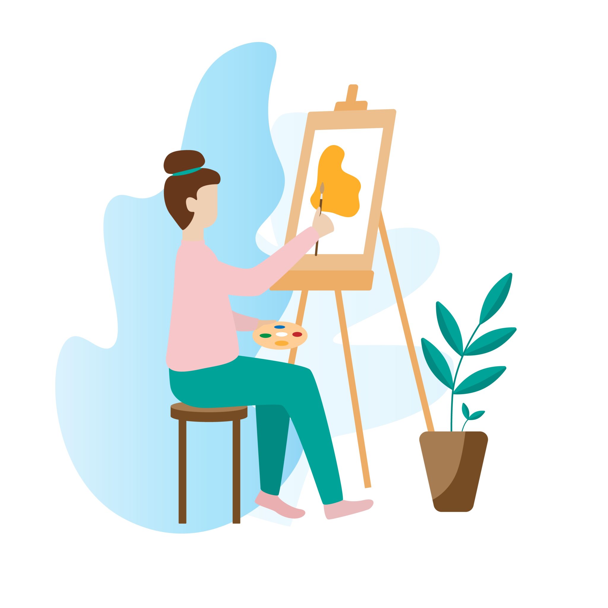 Woman painting illustration