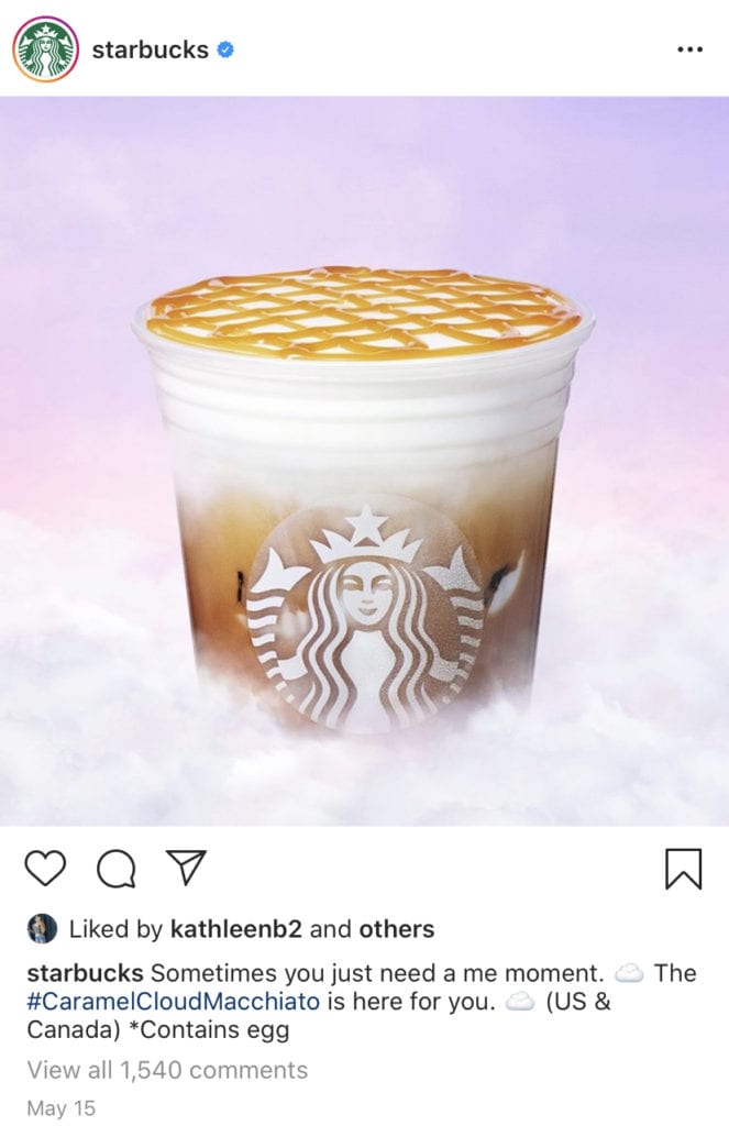 Starbucks Instagram post showing brand consistency 