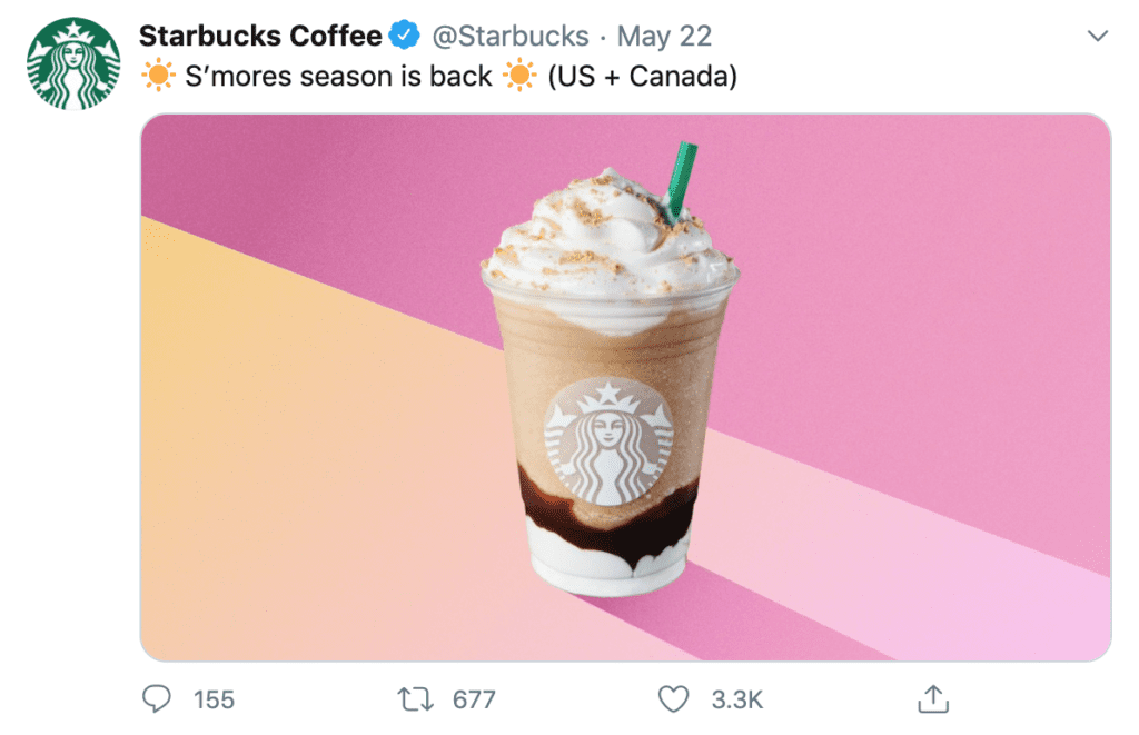 Starbucks Twitter post showing brand consistency 