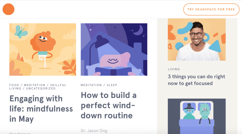 Headspace blog content 