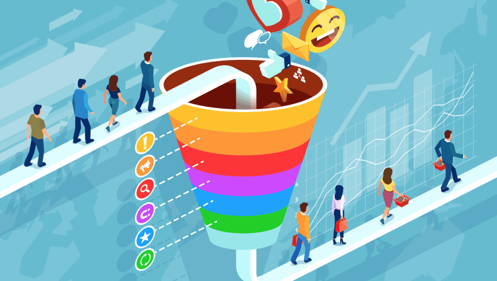 Target audience marketing funnel illustration