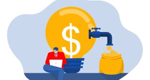 businessman making money through computer digital asset