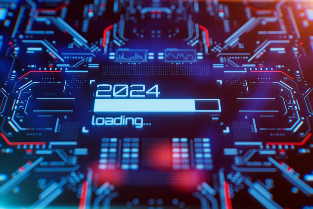 Motherboard-style image of a loading bar with “2024 loading” featured on it.